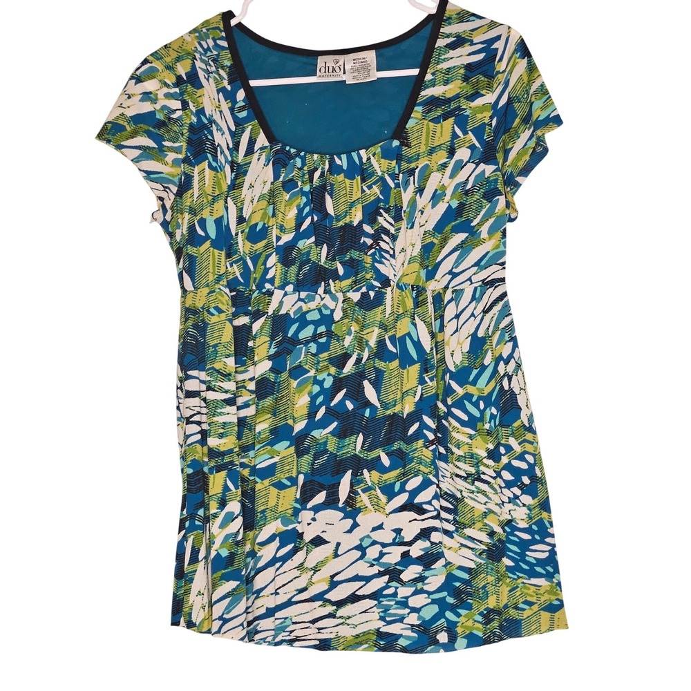 Duo Maternity Blouse Medium Short‎ Sleeve Comfy Lightweight Business Casual Y2K